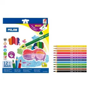 Milan Maxi pastelky 12 barev s ořezávátkem (0722612)