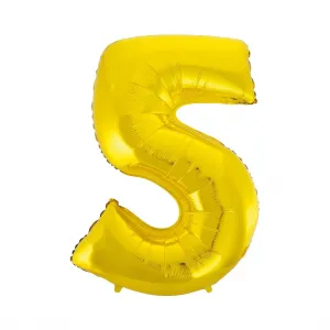 fóliový balónek číslo 5 zlatý 85 cm