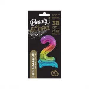 Fóliový balónek Godan číslo 2 stojící 38 cm, duhový (BC-ATT2)