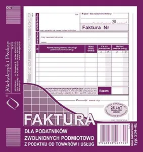 Ofsetový tisk Michalczyk i Prokop Faktura pro plátce osvobozené od DPH 2/3 A5 80k. (204-4E)