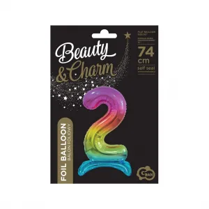 Godan Beauty&Charm gumový balónek stojící duhové číslo 750mm 30cal (BC-AST2)