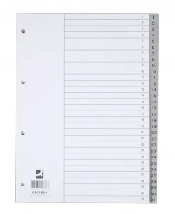Číselník Q-Connect A4 šedý 120g 31k 1-31 230mm x 297mm (KF01830)
