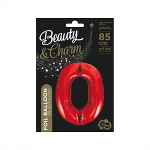 Fóliový balónek Godan číslo 0 červený 85cm (BCHCW0)