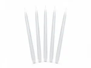 Partydeco Kuželová svíčka matná bílá 1ks/10ks - bílá 240mm (SKMET-008)