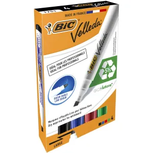 Popisovač Bic Velleda Ecolutions 1751 sada 4 ks, mix 3,7-5,5 mm, zkosený hrot (904950)
