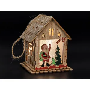 Adar Vánoční osvětlení domečku se Santou, dřevěné (511828)