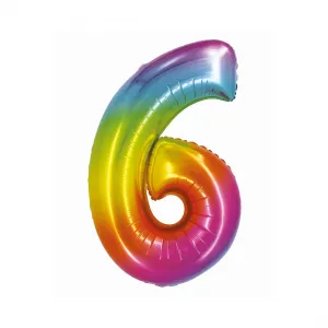 Fóliový balónek Godan Smart number 6 rainbow 76cm (CH-STC6)