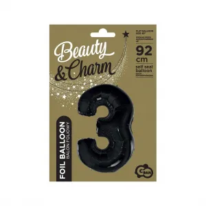 Fóliový balónek Godan číslo 3 BLACK 45cal (FG-C85CZ3)