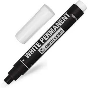 Permanentní popisovač Centropen, bílý 2,5mm kulatý hrot (8586)
