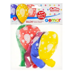 Godan Premium Hel potištěný gumový balónek 9, 13 palců/5 kusů mix 330mm 13cal (GS120/9)