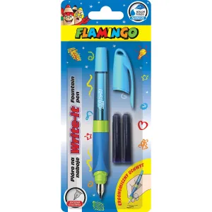 Modré pero s náplní Write-it Flamingo + 2 náplně