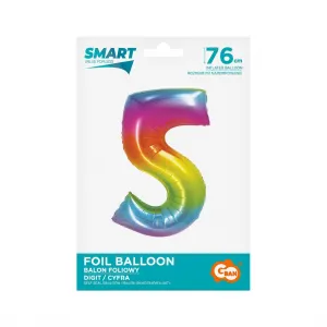 Fóliový balónek Godan Smart number 5 rainbow 76cm (CH-STC5)