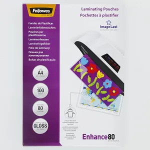 Laminovací fólie Fellowes A4 - čirá 80 mikrometrů.
