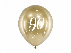Partydeco 90. narozeniny gumový balónek zlatý 300 mm (CHB14-1-90-019-6)
