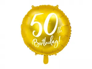 Fóliový balónek Partydeco k 50. narozeninám, zlatý 45 cm (18\\\\ 18cal (FB24M-50-019)