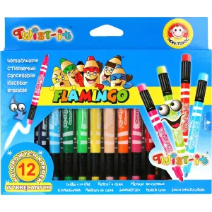 Twist-it Tužky na svíčky Flamingo 12 barev s gumou a možností kroucení