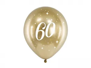 Partydeco Lesklý gumový balónek k 60. narozeninám zlatý 300 mm (CHB14-1-60-019-6)