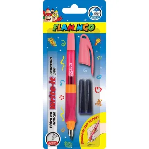 Růžové pero Write-it Flamingo + 2 náplně