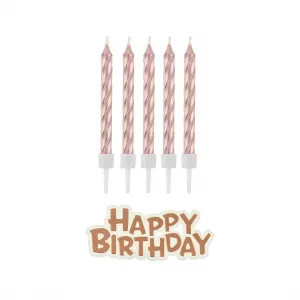 Svíčka Godan Happy Birthday metalická růžová a zlatá 16 kusů (SF-SUHB)