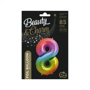 Godan číslo 8 duhový fóliový balón 85cm 40cal (HS-C34T8)
