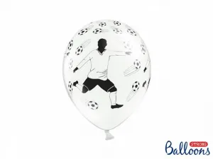 Partydeco gumový balónek 30 cm, Fotbal a míče, pastelově bílý bílý a černý 300 mm (SB14P-138-008-6)
