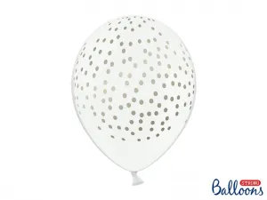 Partydeco gumový balónek bílý se zlatými tečkami 30 cm/6 ks bílý 300 mm (SB14P-208-008G-6)