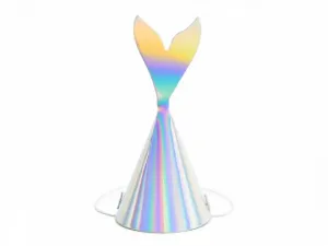 Párty čepice Partydeco Mořská panna, duhová, 18 cm - stříbrná (CPP19-017)