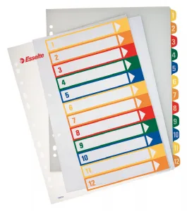 Číselník Esselte Maxi A4 mix barev 12k 1-12 245 mm x 305 mm (100214)