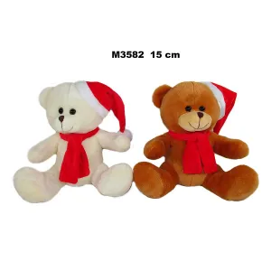 Medvídek Sun-Day plyšový 2 barvy s vánoční čepicí a šálou 150mm (158574)