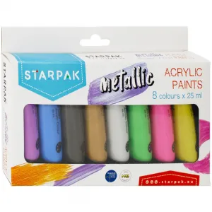 Akrylová barva Starpak 8kolx 25ml, metalická barva: mix 25ml (484980)