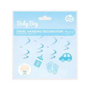 Godan Závěsná dekorace z papíru a fólie Baby Boy, 60 cm, 4 ks. (QT-DWBB)