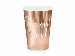Partydeco Jednorázový kelímek She said yes!, rose gold (1 op / 6 ks) 220ml (KPP21-019R-EU1)
