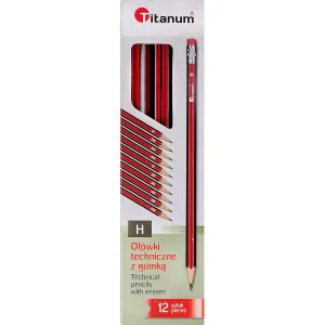 Technická tužka Titanum H s gumou 12 ks.