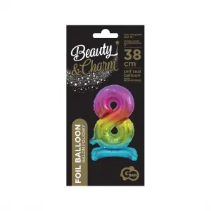 Fóliový balónek Godan číslo 8 stojící 38 cm, duhový (BC-ATT8)