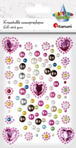 Titanum Craft-Fun Series samolepicí krystaly srdce, korálky mix
