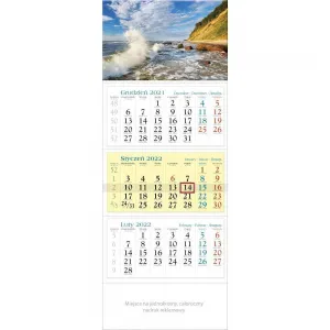 Třískladový nástěnný kalendář Lucrum 320 mm x 860 mm (KT02)