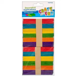 Barevné dřevěné tyčinky Craft Fun 100 kusů (291068)