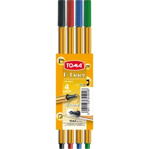 Inkoustové pero Toma, mix 0,4 mm, 4 barvy.