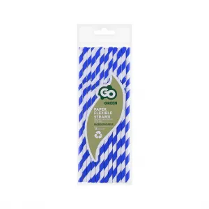 Papírová sláma Godan, lámavá, modré pruhy 6x200 mm/12ks. 12 ks (RP-LN12)