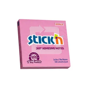 Stick'n 360 stupňů samolepící bločky růžové 100k 76mm x 76mm (21554)