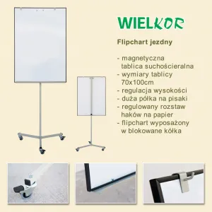 Mobilní flipchart Wielkor 700 mm x 1000 mm