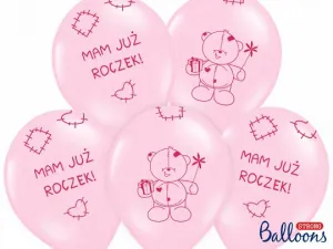 Partydeco gumový balónek růžový Už je mi rok 30cm/6 kusů růžový 300mm (SB14P-221-081J-6)