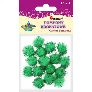 Titanum Craft-Fun Series třpytivé bambulky zelené 15 ks (338536)