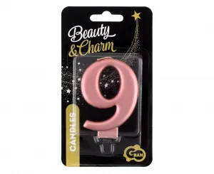 Narozeninová svíčka Godan č. 9 růžovo-zlatá 8 cm (PF-SCRZ9)
