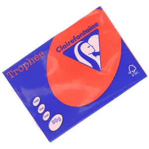 Barevný papír Trophee A4 - korálově červená 80g (xca48175)