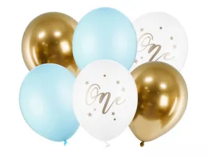 Partydeco Jeden gumový balónek, pastelová světle modrá směs 6 kusů 300 mm (SB14P-307-001J-6)