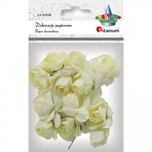 Papírová dekorace Titanum Craft-Fun Series Papírové růže na drátku světle krémové (ZH-001)