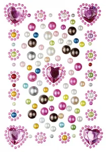 Titanum Craft-Fun Series samolepicí krystaly srdce, korálky mix