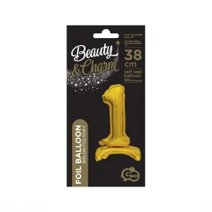 Fóliový balónek Godan číslo 1 stojící 38 cm, zlatý (BC-AZT1)