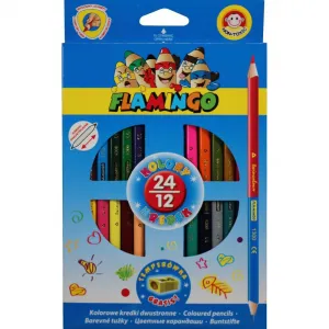 Oboustranné tužky Flamingo 24 trojhranných barev s ořezávátkem